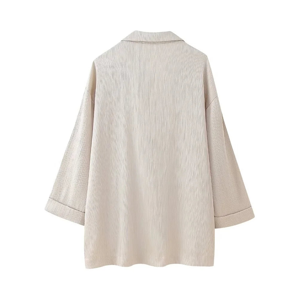 Doppelreihiges Blazer-Set mit Falteneffekt