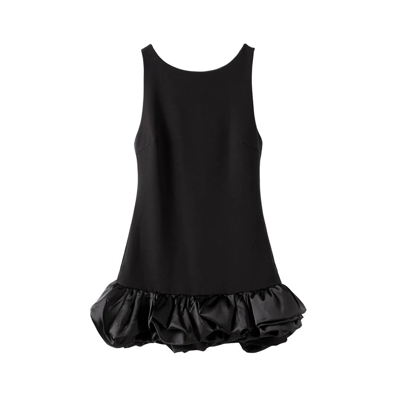 Ärmelloses Minikleid mit Rüschen & Falten-Design