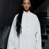 Lockeres Hollow-Out Shirt mit Kragen