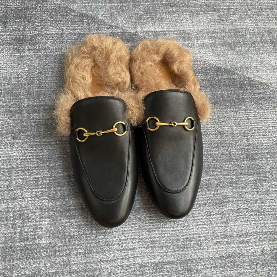 Damen Leder Loafers mit Metall-Detail