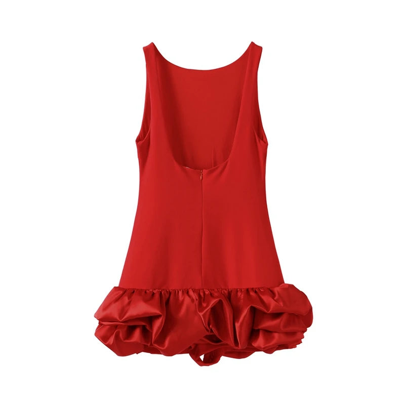 Ärmelloses Minikleid mit Rüschen & Falten-Design