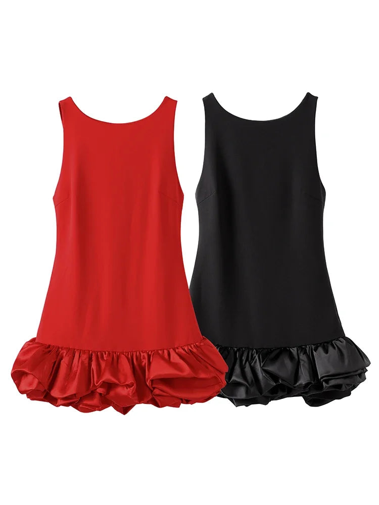 Ärmelloses Minikleid mit Rüschen & Falten-Design