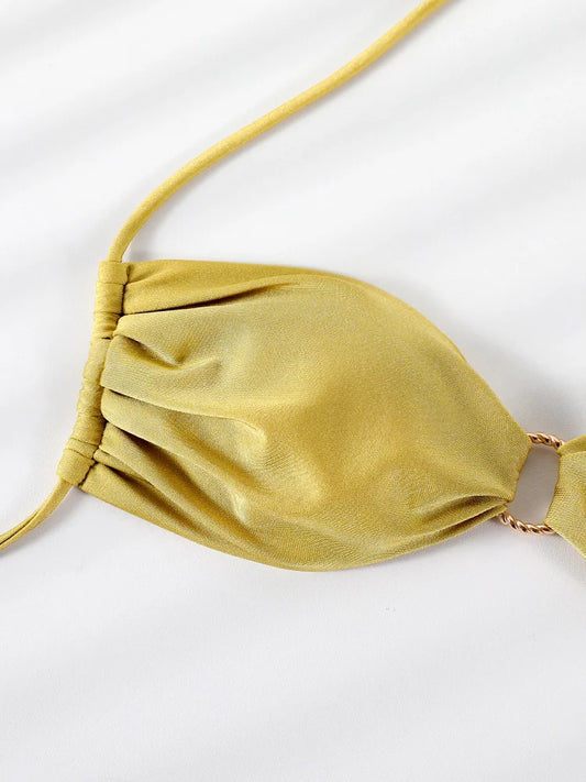 Plissierter Mikro-Bikini mit Cut-Out & Bandagen-Design