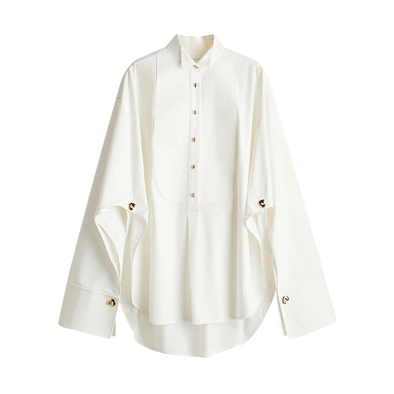 Lockeres Hollow-Out Shirt mit Kragen