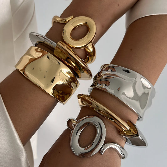 Statement-Manschettenarmband in Gold & Silber
