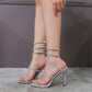 Kristall-Sandalen mit Schlangen-Wickel-Design & High Heels