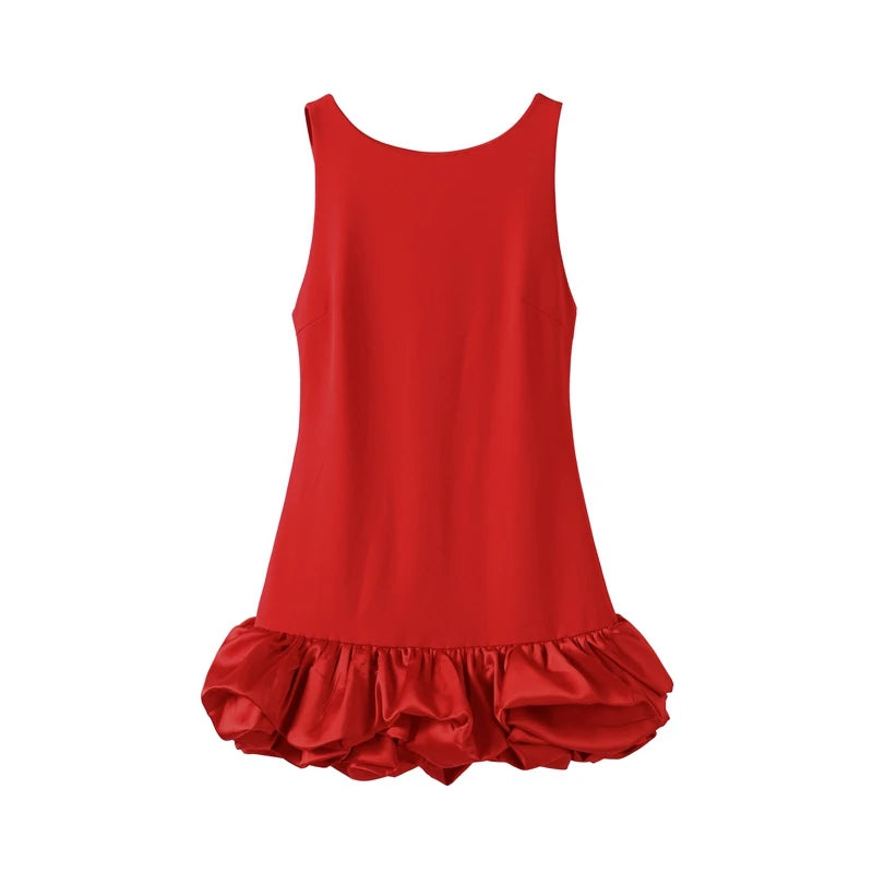 Ärmelloses Minikleid mit Rüschen & Falten-Design