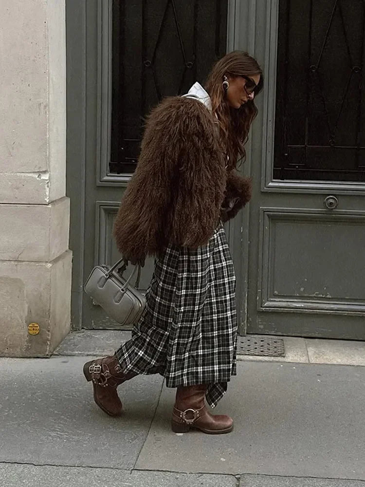 Weicher Kunstfell Wintermantel