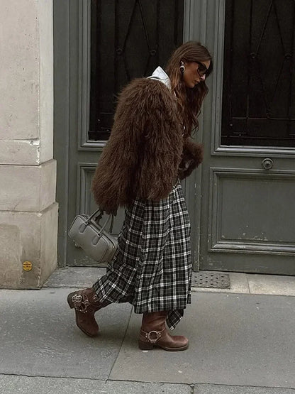 Weicher Kunstfell Wintermantel