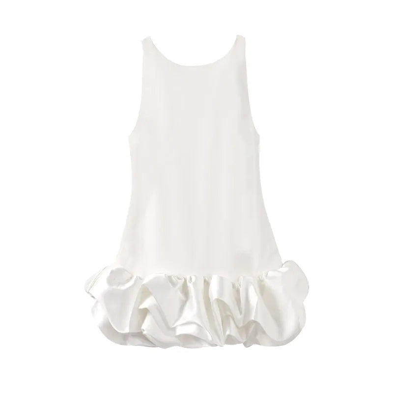 Ärmelloses Minikleid mit Rüschen & Falten-Design