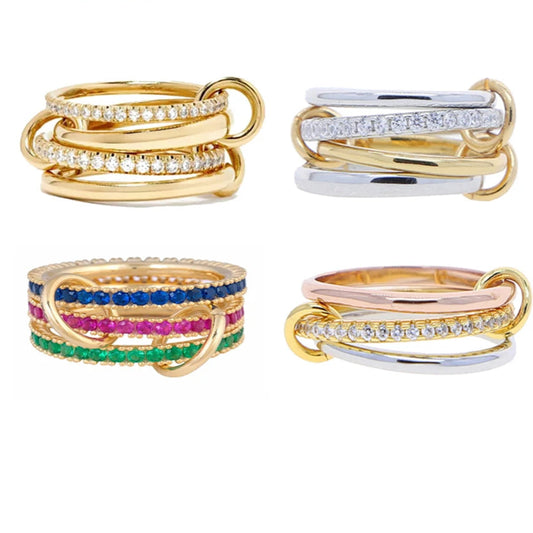 4-teiliges Ring-Set mit Zirkon-Glanz