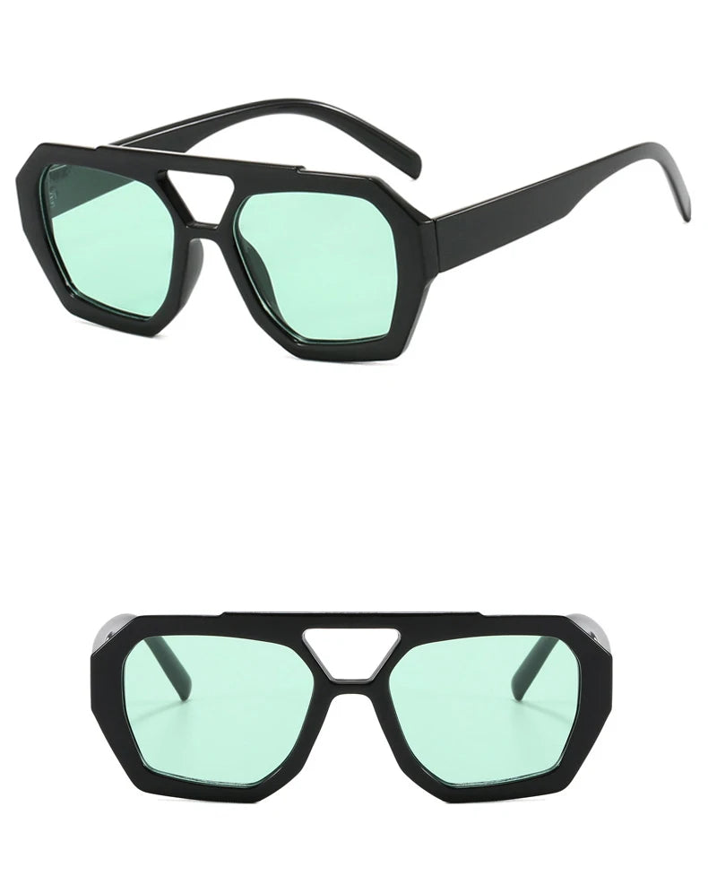 Eckige Vintage-Sonnenbrille mit Doppelsteg