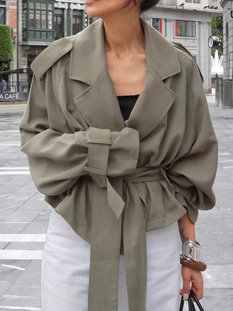 Elegant Lace-Up Trench Coat