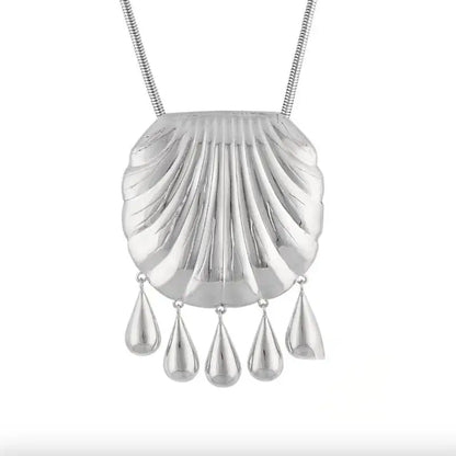 Metallisches Muschel Halskette mit Tropfenanhänger