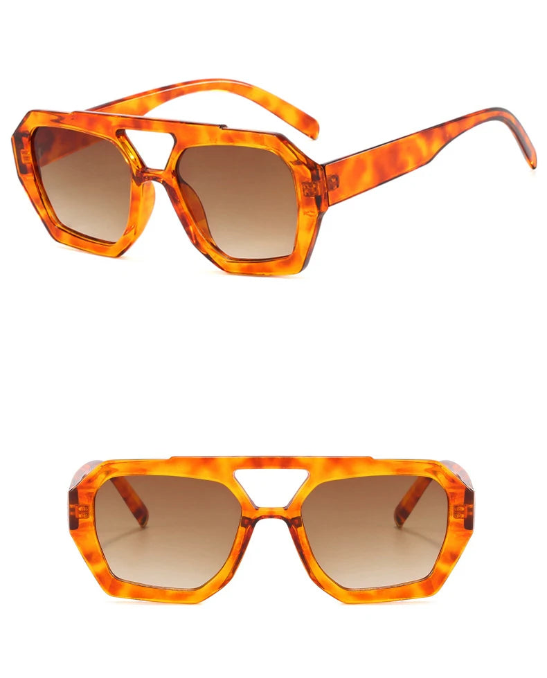 Eckige Vintage-Sonnenbrille mit Doppelsteg