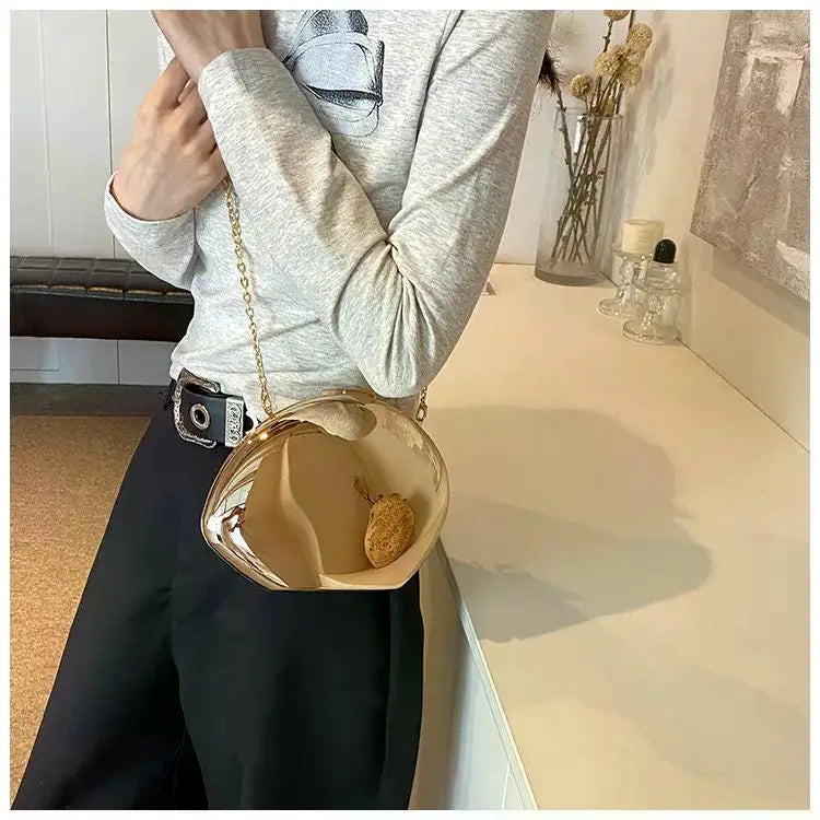 Acryl-Clutch in Metallic-Optik – Gold & Silber