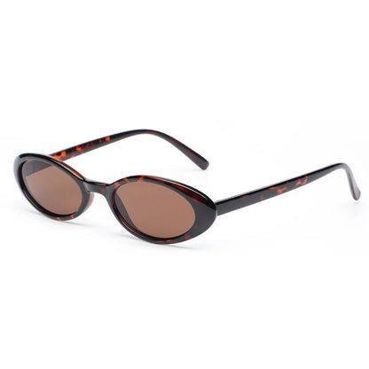 Ovale Retro-Sonnenbrille mit Leopardenmuster
