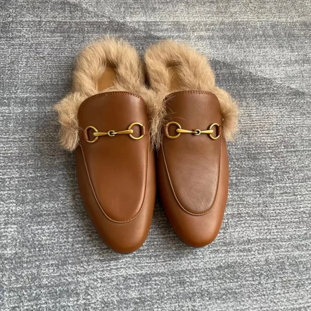 Damen Leder Loafers mit Metall-Detail